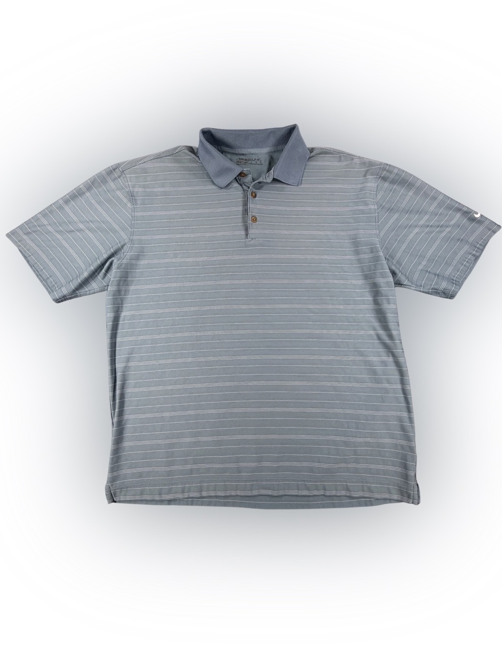 Nike Men's Slate Blue Striped Fit Dry Golf Polo Size L